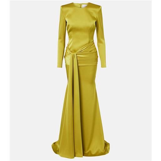 Alex Perry abito lungo in crãªpe di raso con fusciacca drappeggiata