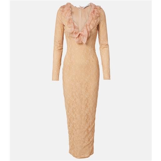 Alessandra Rich abito midi in pizzo con volant