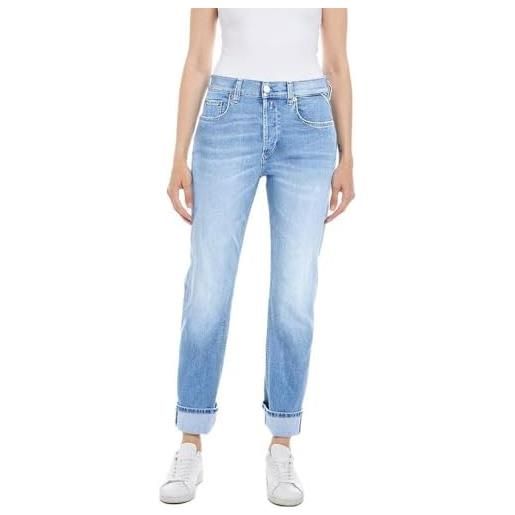 Replay jeans donna maijke straight fit elasticizzati, blu (light blue 010), w30 x l28