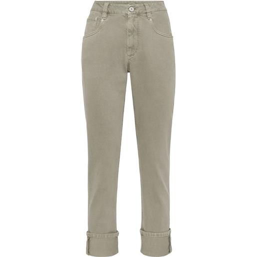 Brunello Cucinelli jeans dritti a vita alta - verde