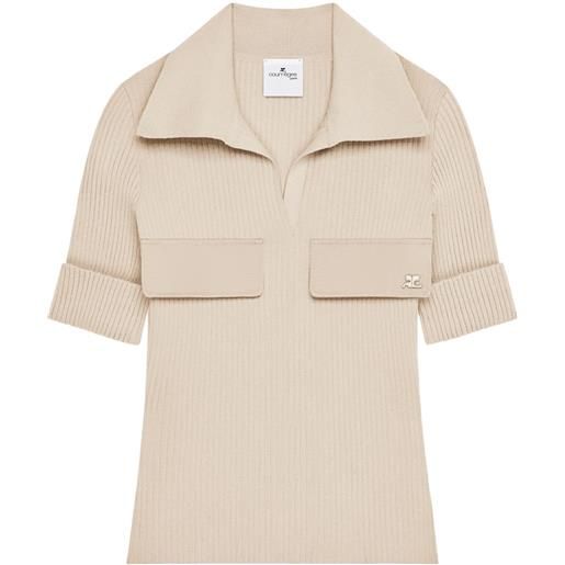 Courrèges polo a coste - toni neutri