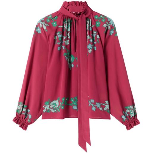 La DoubleJ blusa cerere a fiori con ruches - rosso