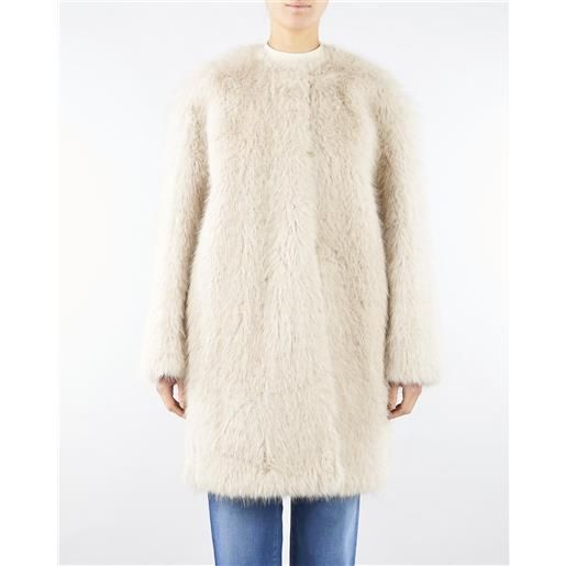 MAX MARA STUDIO cappotto naturale in tessuto effetto faux fur