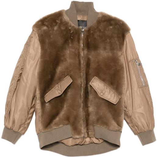 Blancha bomber con zip - marrone