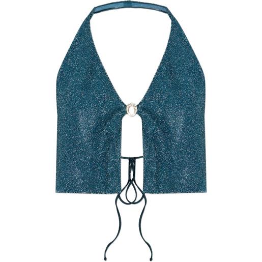 Oséree top con scollo all'americana e dettaglio anello - blu
