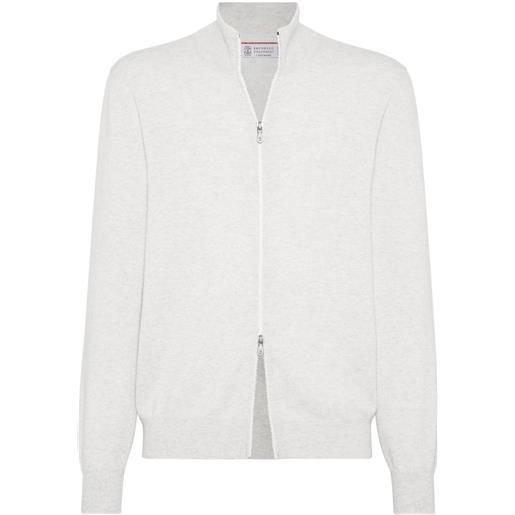 Brunello Cucinelli cardigan in cashmere a collo alto - grigio