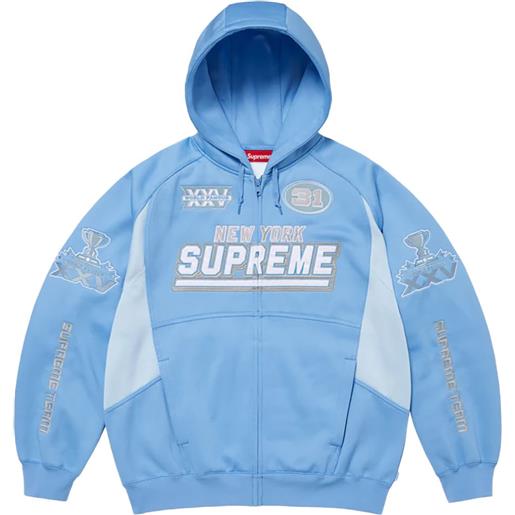 Supreme felpa football con zip - blu