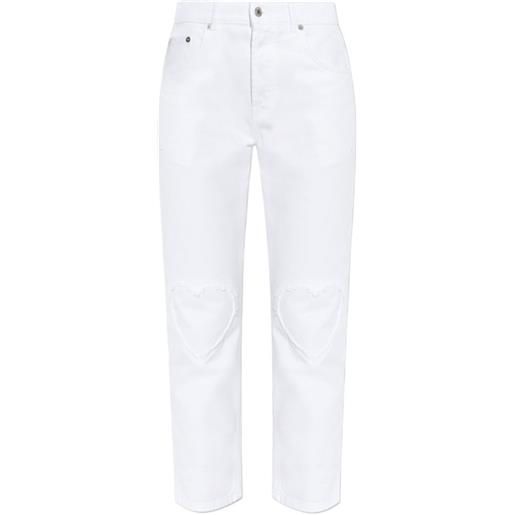 Moschino jeans con cuori sfilacciati - bianco