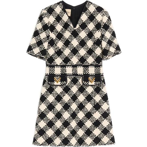 Valentino Garavani abito corto in tweed damier - nero