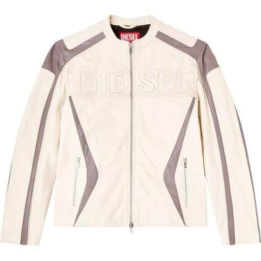 Diesel giacca l-adam in pelle - toni neutri