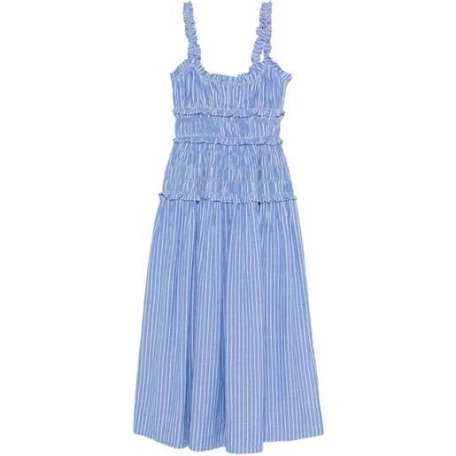 DÔEN abito marianne midi a righe - blu