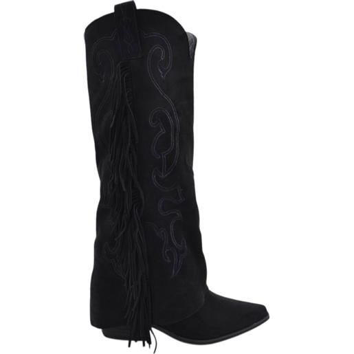 Stivali Western Donna Con Frange E Tacco A Spillo – IF GA049 Effetto Camoscio