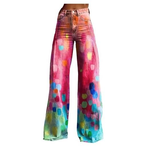 Udbeksid pantaloni a zampa donna anni 70 retrò jeans larghi vita alta baggy streetwear corduroy bootcut vintage fantasia a quadri denim stretch oversize casual hippie