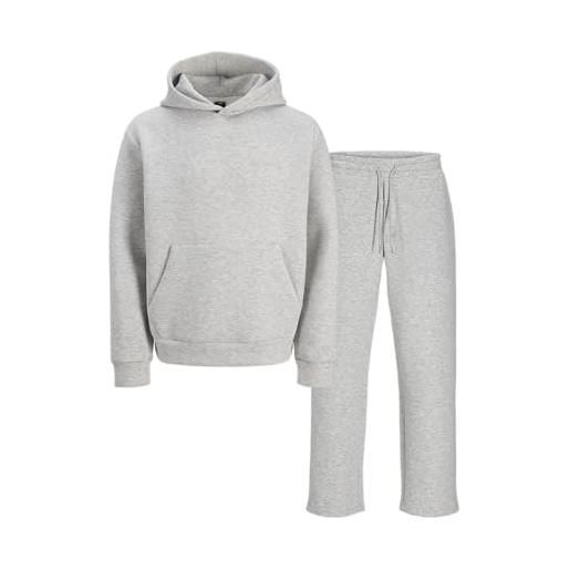 JACK & JONES jcofusion scuba sweat hood set, chiaro grigio melange, l uomo