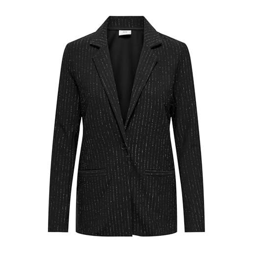 JACQUELINE de YONG jdymary l/s lurex blazer jrs, black silver pinstripe, m donna