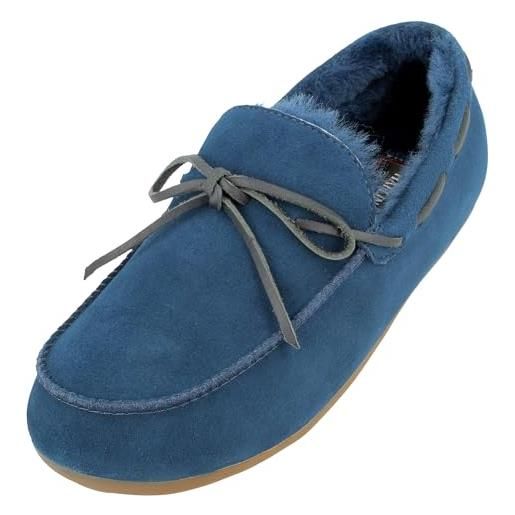 HAFLINGER ciabatte in pelle di agnello mocassino yumah, blu medio 70, 46 eu
