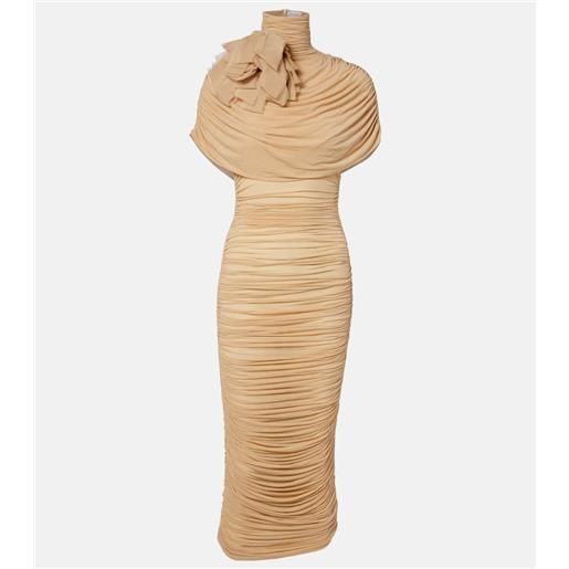 Magda Butrym abito midi in jersey con ruches