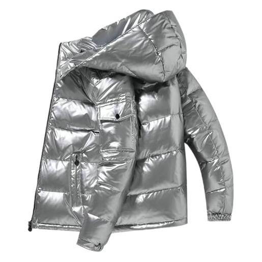 HJUGHPN piumino uomo uomo uomo e donna classico casual piumino cappotto all'aperto caldo piumino cappotto invernale cappotto unisex, argento, l