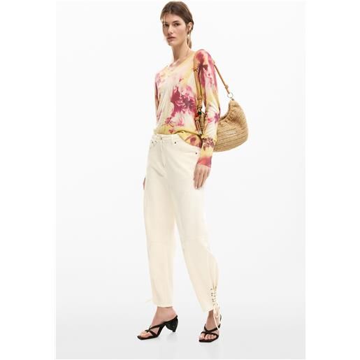 Desigual, pantalone lungo con fiocco, donna, cotone, l