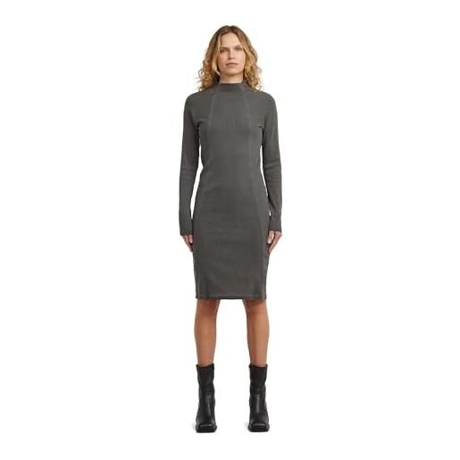 G-STAR abito da donna washed slim rib dress wmn, nero (dk black gd d27164-e127-b564), xxl