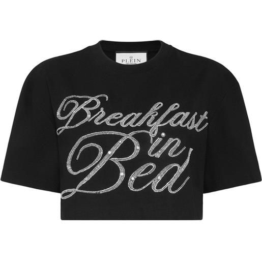 Philipp Plein top breakfast in bed a maniche corte - nero