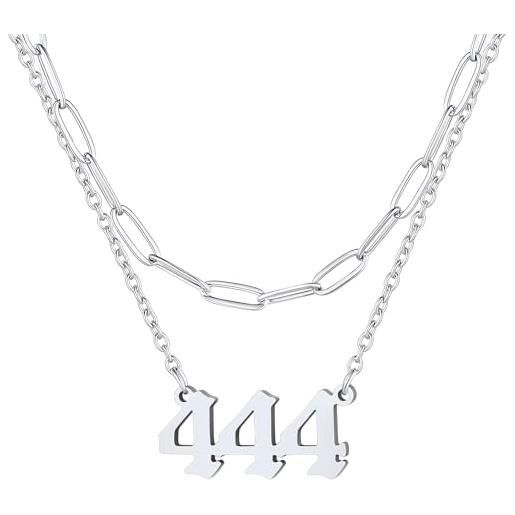 FindChic Collana con Numero d'Angelo dal 000-999 in Acciaio