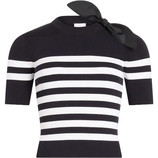 Patou t-shirt a righe con fiocco - nero