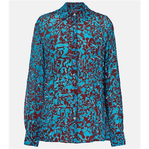 Dries Van Noten camicia con paillettes con stampa