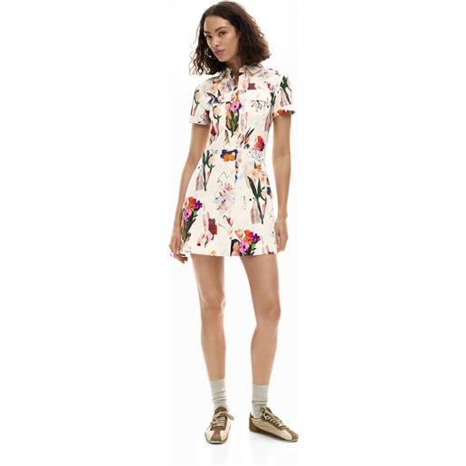 Desigual, vestito corto collage, donna, bianco, l