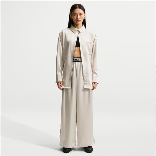 Nike pantaloni a vita media in raso Nike - donna - grigio