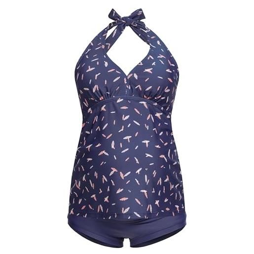 Herzmutter costume da bagno gravidanza - tankini premaman - neckholder - due pezzi per donna incinte - costumi mare maternitá - 7100 (piume blu, xxl)