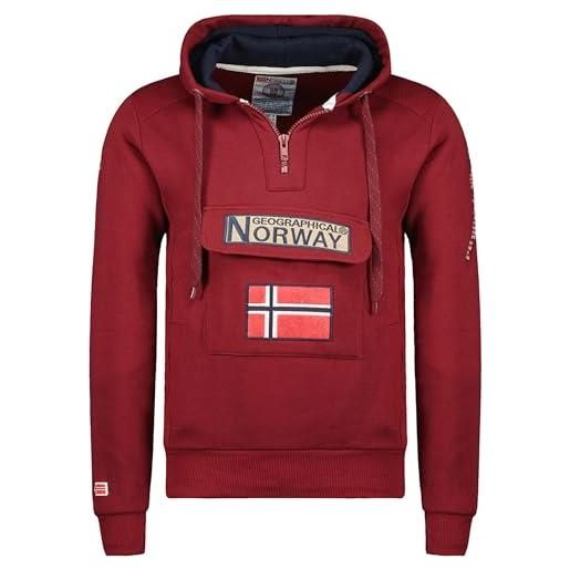 Geographical Norway - felpa con cappuccio uomo a maniche lunghe modello gymclass bordeaux taglia l, bordeaux, l