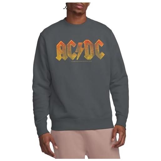 AC/DC gradient logo crew sweatshirt maglia di tuta, carbone, s unisex-adulto