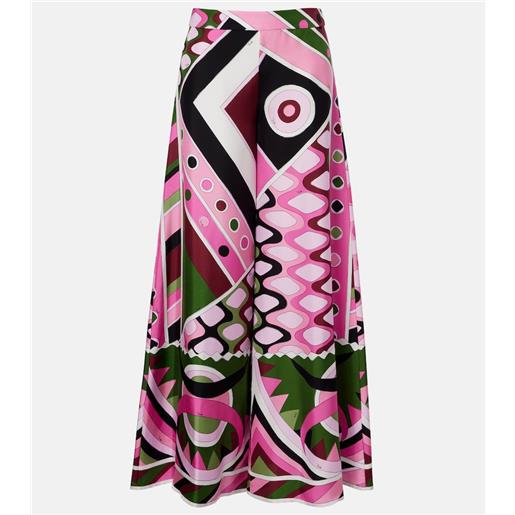 Pucci pantaloni a gamba larga vivara in raso di seta