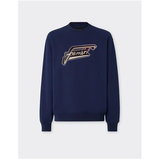 Ferrari felpa in cotone con patch Ferrari - male maglieria e felpe ultramarine