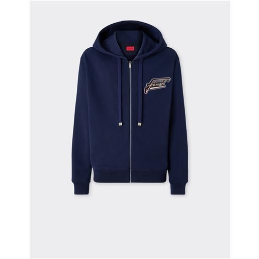 Ferrari felpa in cotone con zip e patch Ferrari - male maglieria e felpe ultramarine