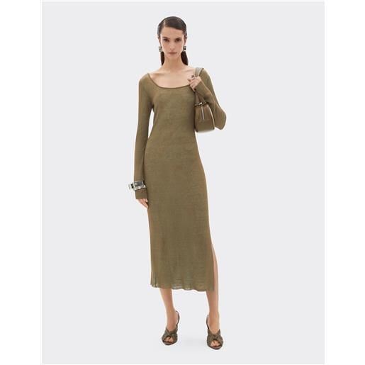 Ferrari abito lungo in lino, cashmere e seta - female abiti khaki green 38