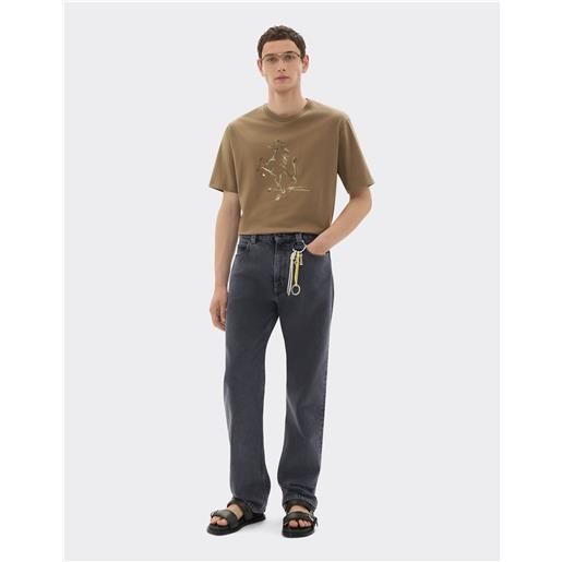 Ferrari t-shirt in cotone con stampa cavallino rampante - male t-shirt khaki green 3xl