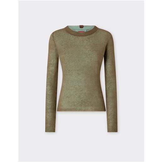 Ferrari maglia dolcevita in lino cashmere e seta - female maglioni e felpe khaki green