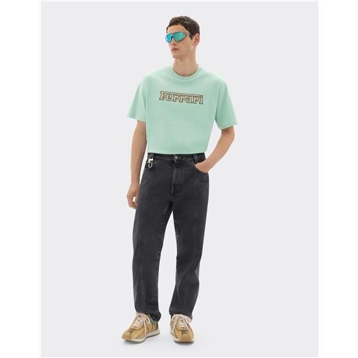 Ferrari t-shirt in cotone con logo Ferrari ricamato - male t-shirt granite green 3xl