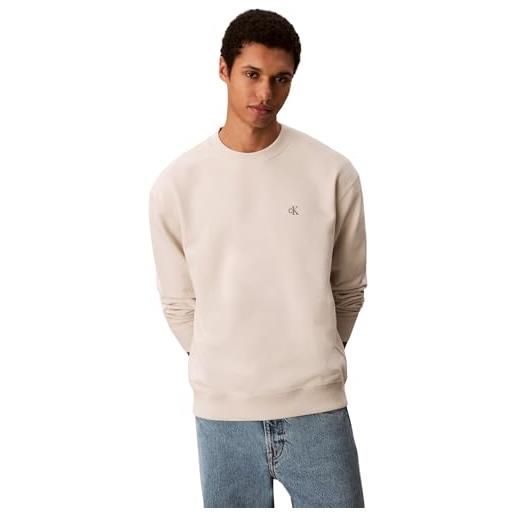 Calvin Klein ls eu 350terry monogram cn swtsh lv04rc296g felpe, white(chalk), xxl uomo