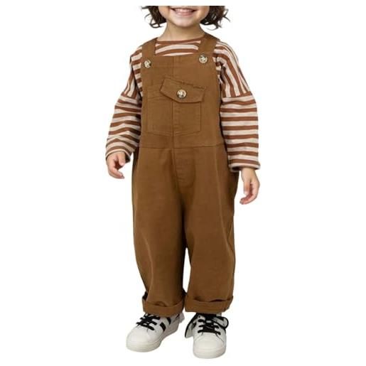 Generic salopette per bambini, abbigliamento autunnale, salopette lavabili, in tessuto, per uomo e donna (3 anni, 8 anni), caffè, 6-7 anni