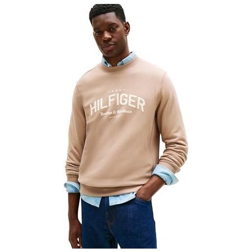Tommy Hilfiger uomo felpa arch crew neck regular fit, nero (black), m