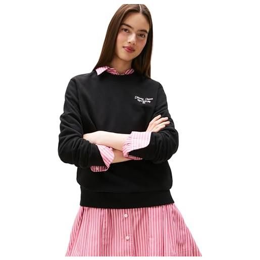 Tommy Jeans donna felpa logo in cotone, blu (dark night navy), xs