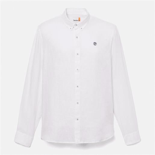 Timberland - camicia in lino mill brook da uomo in bianco, uomo, bianco, taglia: 3xl