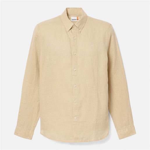 Timberland - camicia in lino mill brook da uomo in beige, uomo, beige, taglia: 3xl