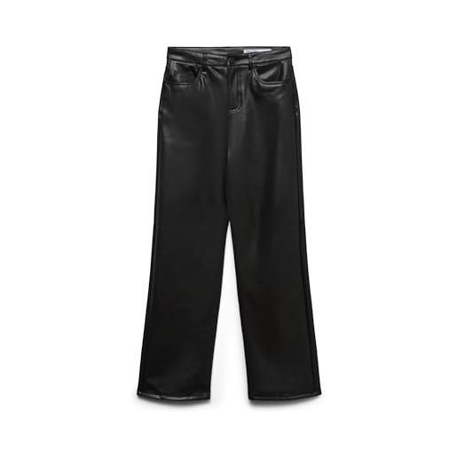 VERO MODA pantaloni da donna effetto pelle vmtessa pantaloni a vita alta, nero, 31w x 32l