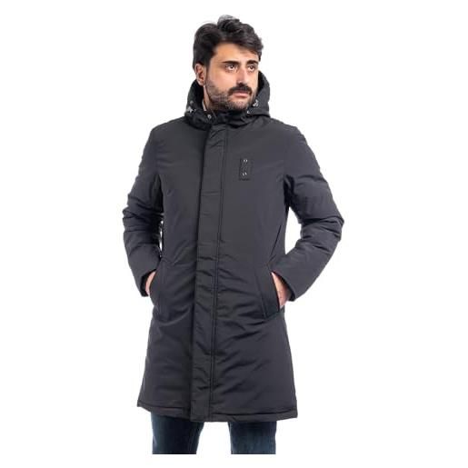 VEQUÈ giubbotto uomo piumino lungo cappuccio impermeabile imbottito giubbino invernale casual veque (it, testo, 3xl, regular, regular, nero)
