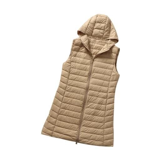 JIEDOUKEJI gilet piumino donna leggero lungo gilet trapuntato con cappuccio giubbotto imbottito smanicato invernale giubbino smanicato giacca imbottiti piumini senza maniche donna piuma taglie forti rosa xxl