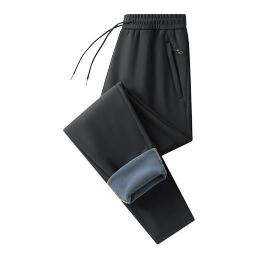 Dasongff pantaloni in pile da uomo, da jogging invernali, caldi, termici, sportivi, pantaloni da cargo larghi, taglia grande, pantaloni pigiama giù da uomo, per lavoro, sci, escursionismo, ciclismo, nero